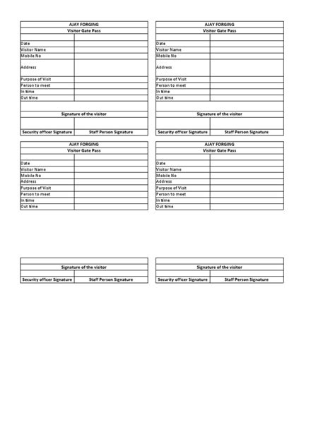 Visitor Gate Pass Template for AJAY FORGING .